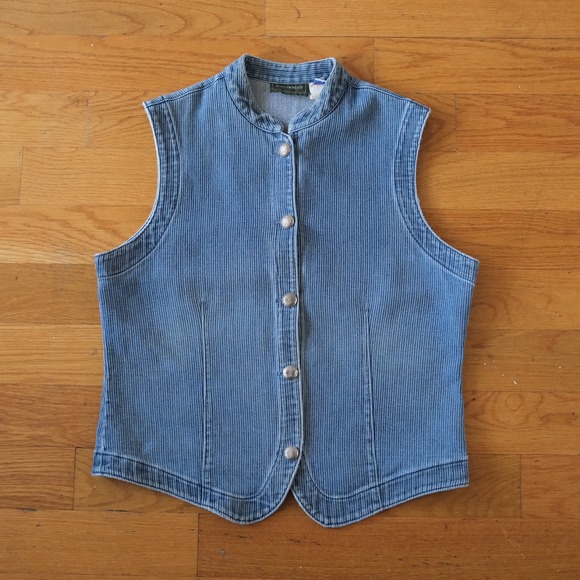 Willowbend Jackets & Blazers - Willowbend Corduroy Vest Womens Blue Ribbed Button Front Western Boho Large